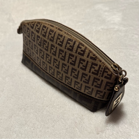 Vintage Fendi Zucca FF Monogram Cosmetic Pouch Brown - Picture 3 of 17